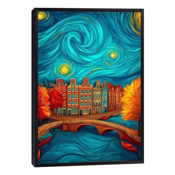 Quadro Decorativo Cidade Sob o Cu Noturno