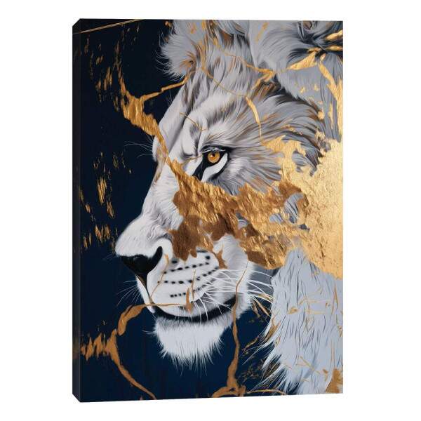 Quadro Decorativo Leo Dourado Majestoso