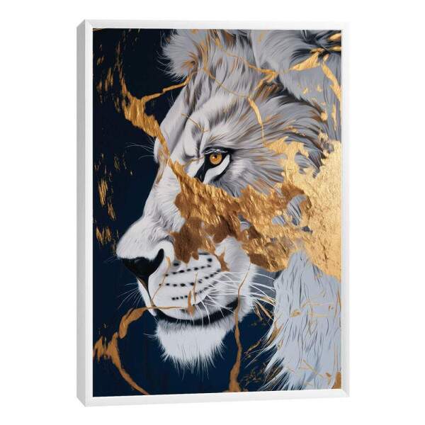Quadro Decorativo Leo Dourado Majestoso