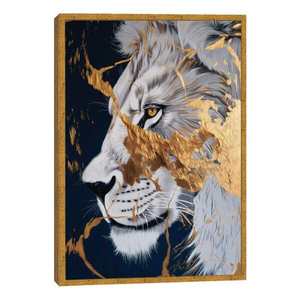 Quadro Decorativo Leo Dourado Majestoso