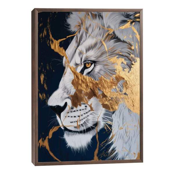 Quadro Decorativo Leo Dourado Majestoso