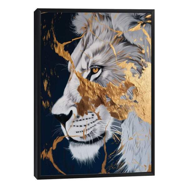 Quadro Decorativo Leo Dourado Majestoso