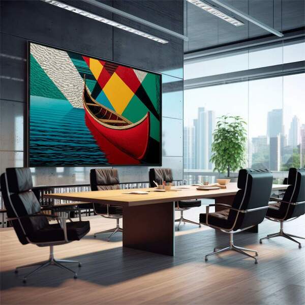 Quadro Decorativo Canoa Vermelha em Movimento