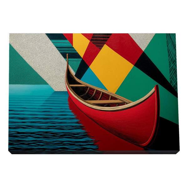 Quadro Decorativo Canoa Vermelha em Movimento