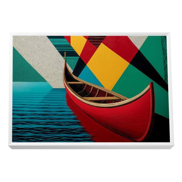 Quadro Decorativo Canoa Vermelha em Movimento