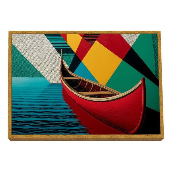 Quadro Decorativo Canoa Vermelha em Movimento