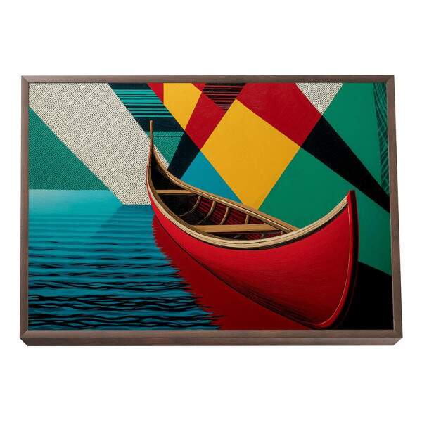 Quadro Decorativo Canoa Vermelha em Movimento