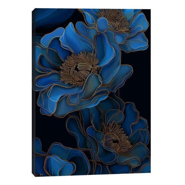 Quadro Decorativo Botnico Azul Gold