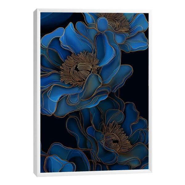 Quadro Decorativo Botnico Azul Gold
