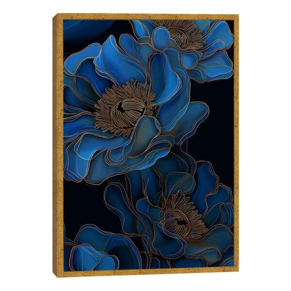 Quadro Decorativo Botnico Azul Gold