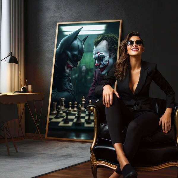 Quadro Decorativo Morcego vs Palhao pico