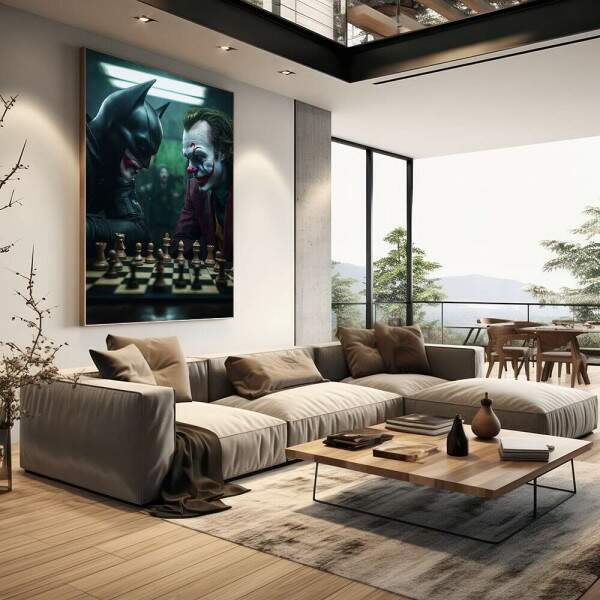Quadro Decorativo Morcego vs Palhao pico