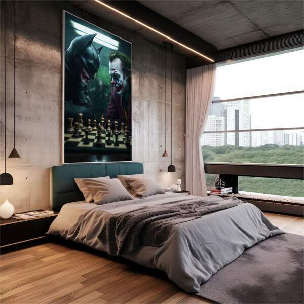 Quadro Decorativo Morcego vs Palhao pico