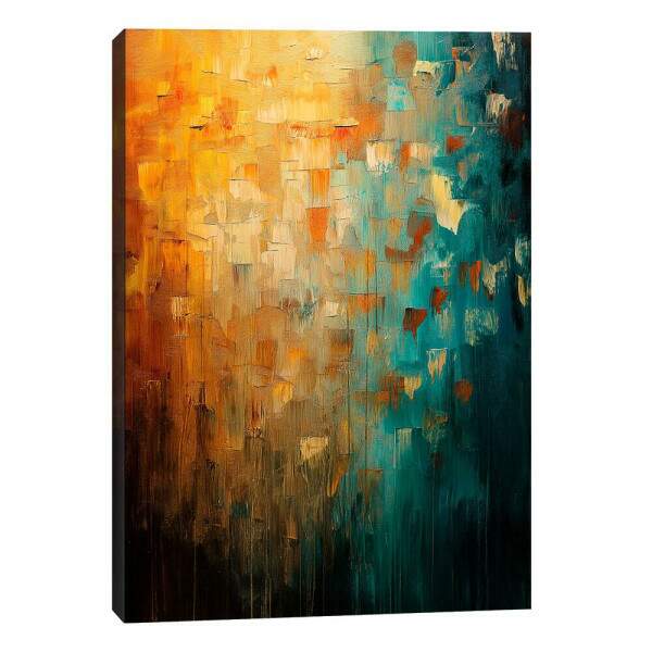 Quadro Decorativo Laranja e Verde Sofisticado