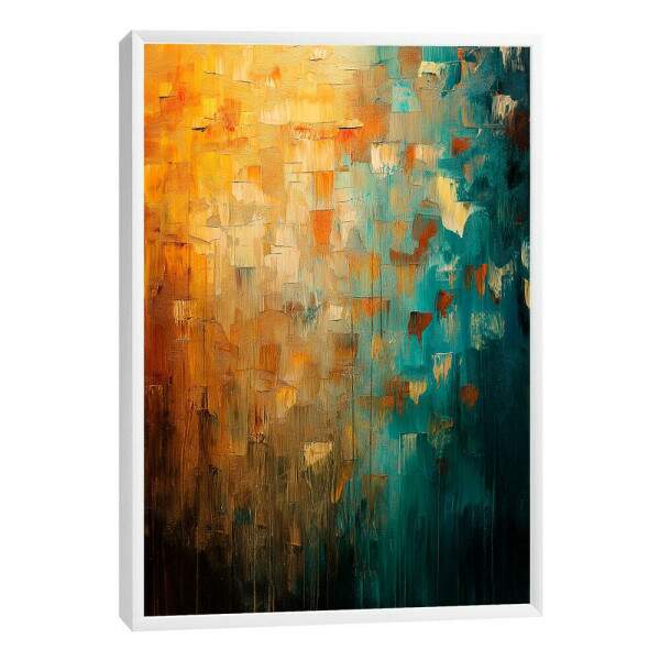 Quadro Decorativo Laranja e Verde Sofisticado