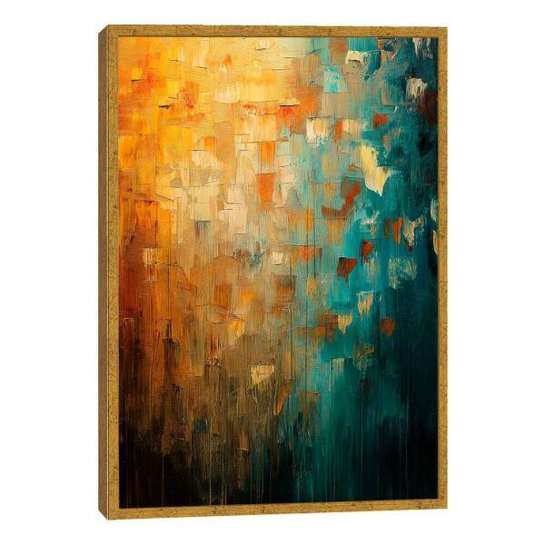 Quadro Decorativo Laranja e Verde Sofisticado