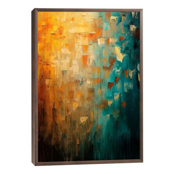 Quadro Decorativo Laranja e Verde Sofisticado