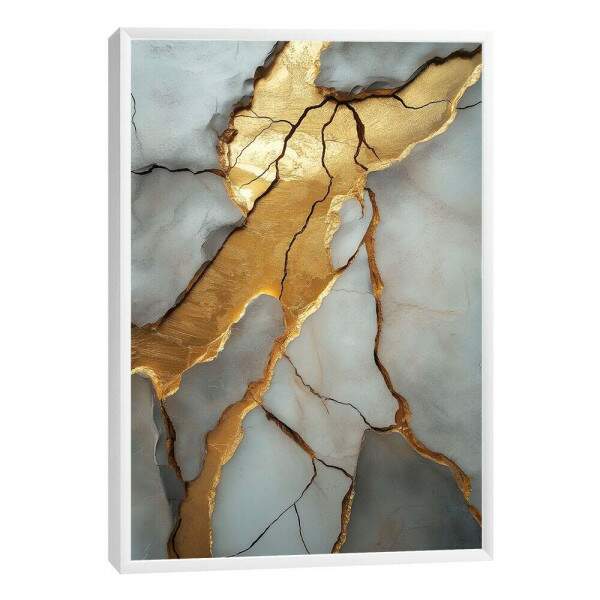 Quadro Decorativo Mrmore com Detalhes em Dourado