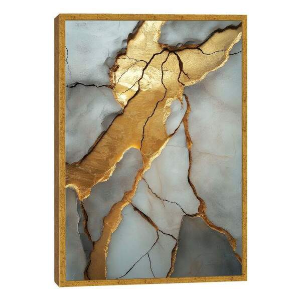 Quadro Decorativo Mrmore com Detalhes em Dourado