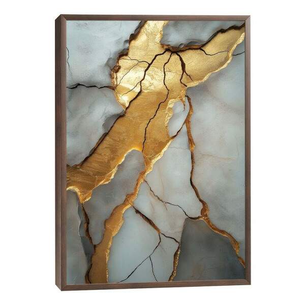 Quadro Decorativo Mrmore com Detalhes em Dourado
