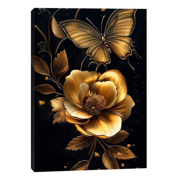 Quadro Decorativo Elegncia Dourada Floral
