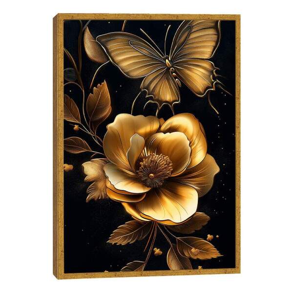 Quadro Decorativo Elegncia Dourada Floral
