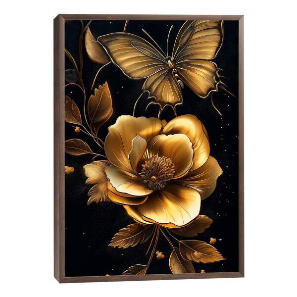 Quadro Decorativo Elegncia Dourada Floral