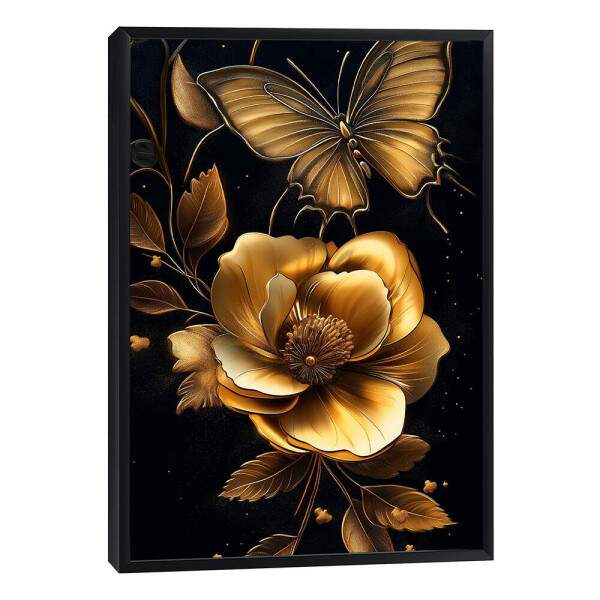 Quadro Decorativo Elegncia Dourada Floral