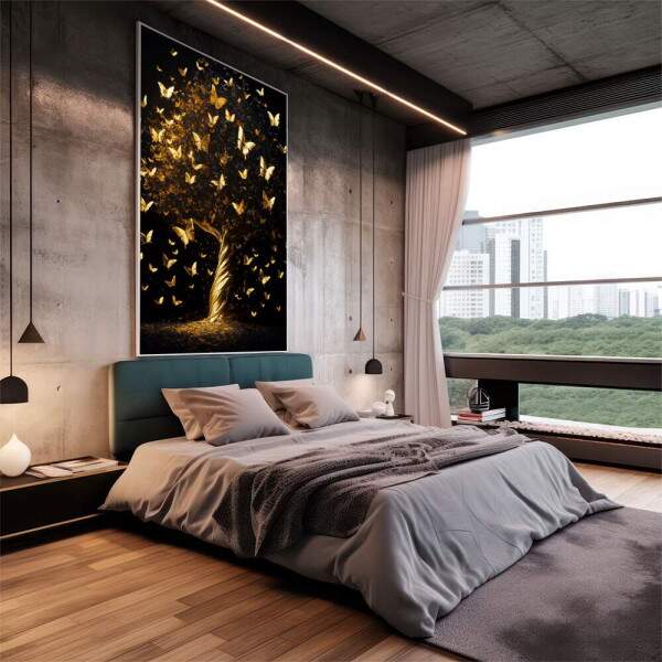 Quadro Decorativo rvore Elegante em Dourado