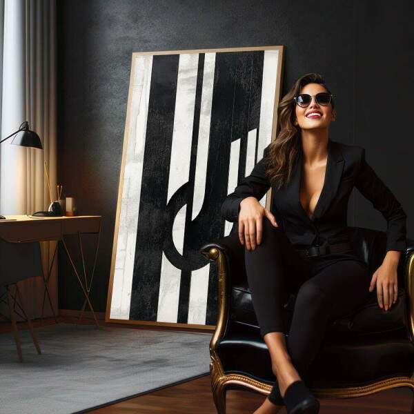 Quadro Decorativo Dinamismo Preto e Branco