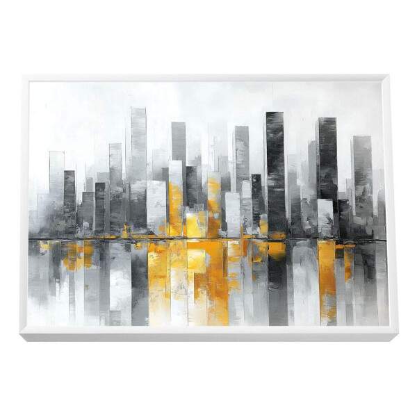 Quadro Decorativo Urbano Cinza e Amarelo
