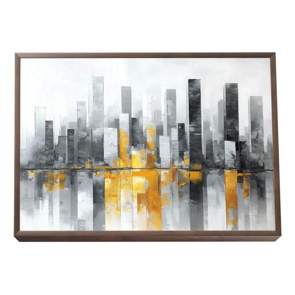 Quadro Decorativo Urbano Cinza e Amarelo