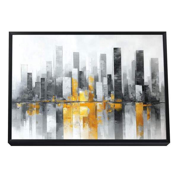 Quadro Decorativo Urbano Cinza e Amarelo