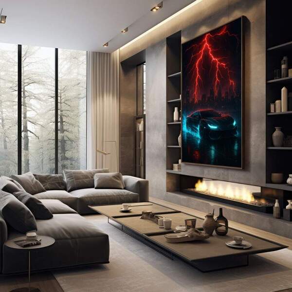 Quadro Decorativo Tempestade Futurista em Movimento