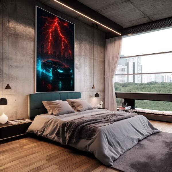 Quadro Decorativo Tempestade Futurista em Movimento