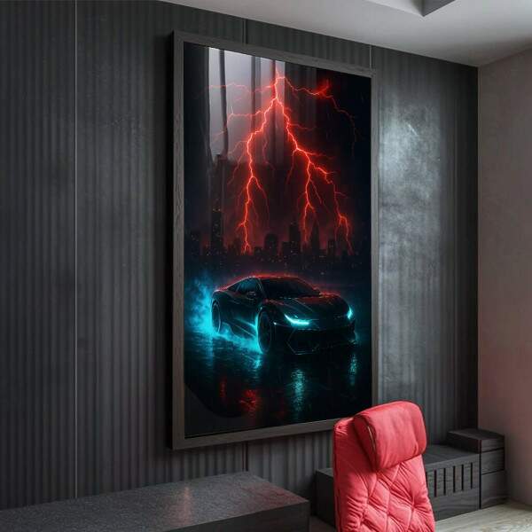 Quadro Decorativo Tempestade Futurista em Movimento