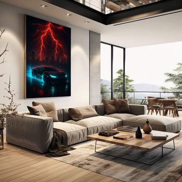 Quadro Decorativo Tempestade Futurista em Movimento