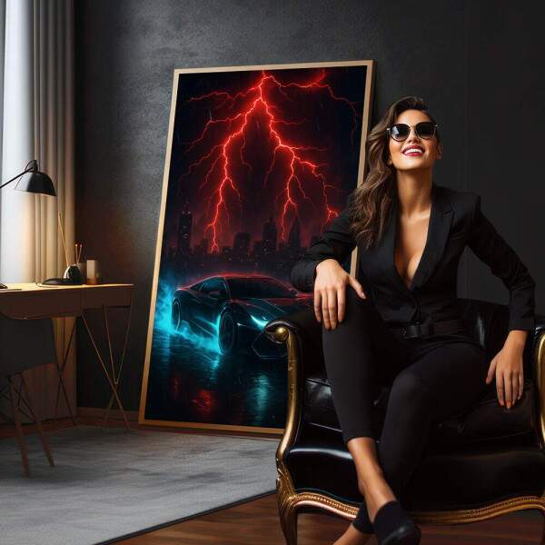 Quadro Decorativo Tempestade Futurista em Movimento