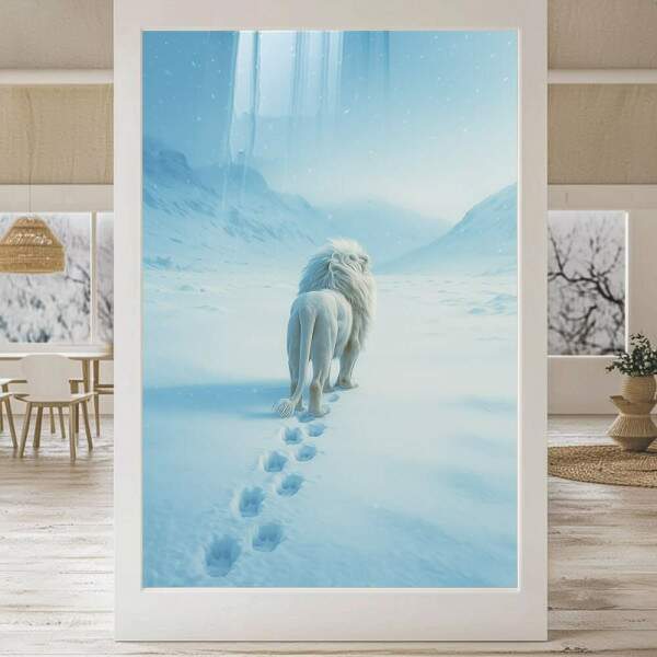 Quadro Decorativo Leo Branco na Neve