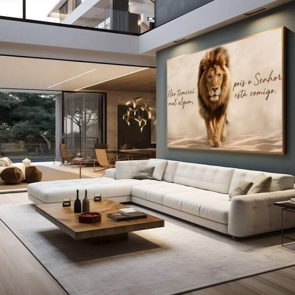 Quadro Decorativo Leo de Coragem e Inspirao