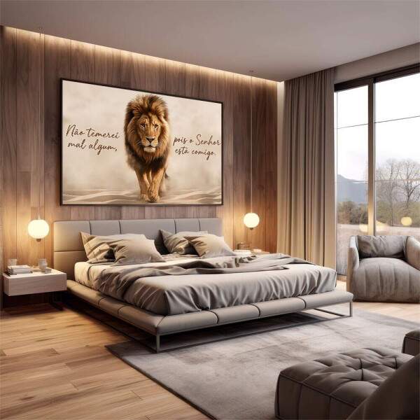 Quadro Decorativo Leo de Coragem e Inspirao