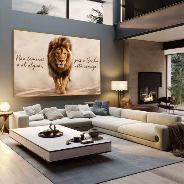 Quadro Decorativo Leo de Coragem e Inspirao
