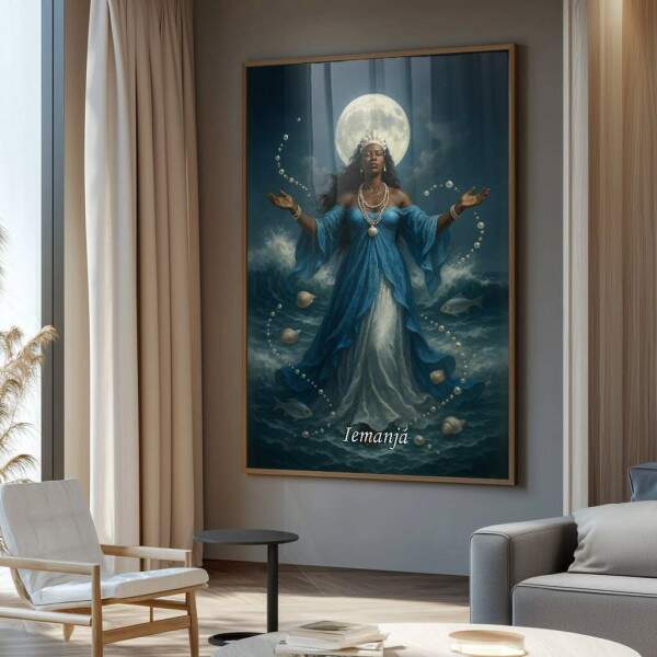 Quadro Decorativo Orix Iemanj: Rainha do Mar