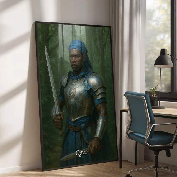 Quadro Decorativo Orix Ogum: Poder e Proteo