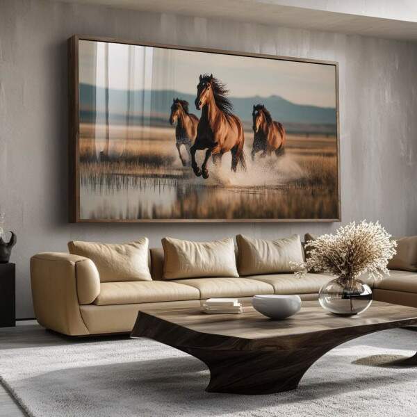 Quadro Decorativo Cavalos Galopando Livres