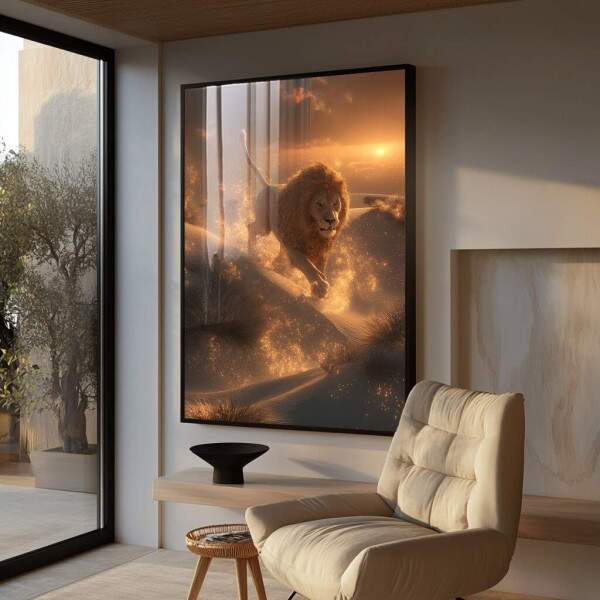 Quadro Decorativo Leo Majestoso e Poderoso