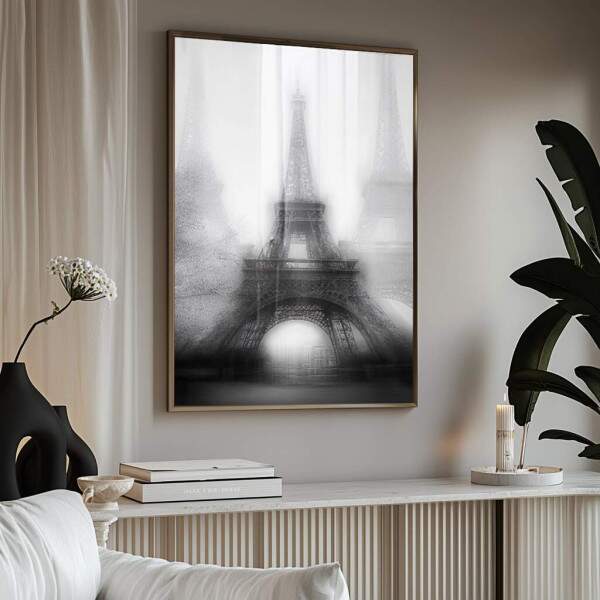 Quadro Decorativo Torre Eiffel em Preto e Branco