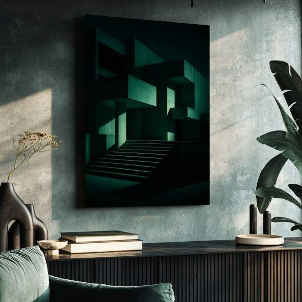 Quadro Decorativo Abstrato de Tons Verdejantes