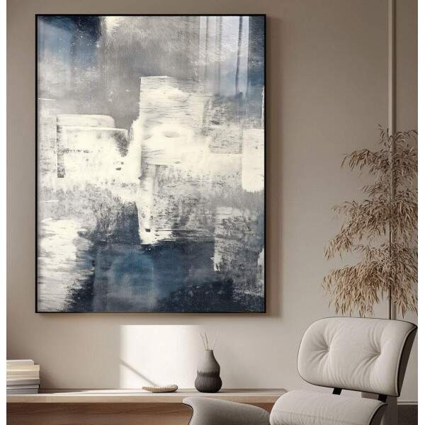 Quadro Decorativo Abstrato Azul com Serenidade