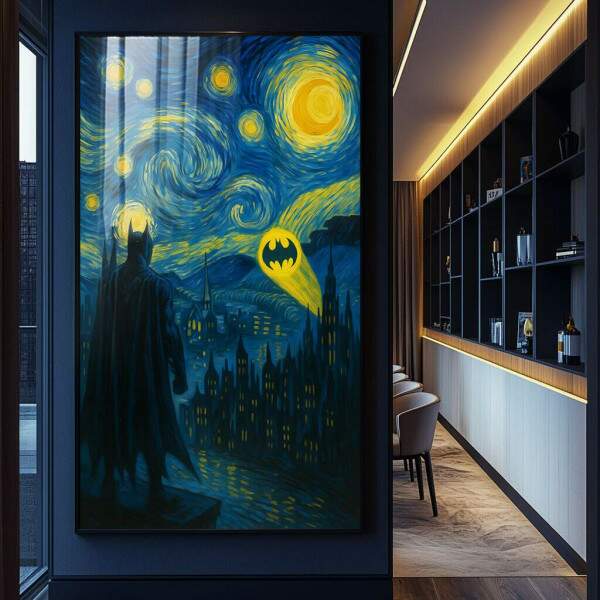 Quadro Decorativo Batman sob o Cu Estrelado